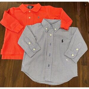 NWT Boys Ralph Lauren 2pk Shirts - Dress Shirt and Long Sleeved Polo